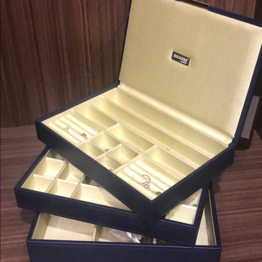 Navy Blue Leather Jewelry Box